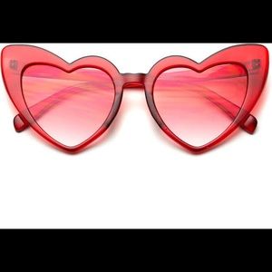 Clear Red Oversized Heart-Shaped Sunglasses